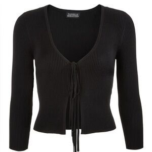 Danielle Bernstein Women's 3/4 Sleeve Open Cardigan Top Black